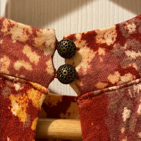 Free People Heartsbeat Mini Dress in Red ditsy floral rust combo size L NWT New - Picture 9 of 16